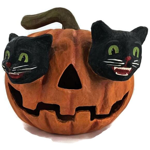 Bethany Lowe Halloween Cat Eyes Jack O Lantern Pumpkin Spooky Folk Art Rare - Picture 1 of 16